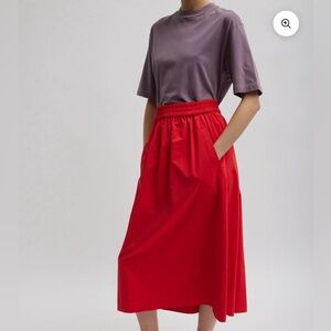 TIBI Nylon Pull On Full Skirt new without tags RED